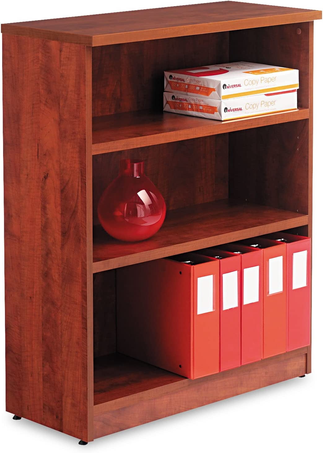 Medium Cherry Adjustable 5-Shelf Wood Bookcase