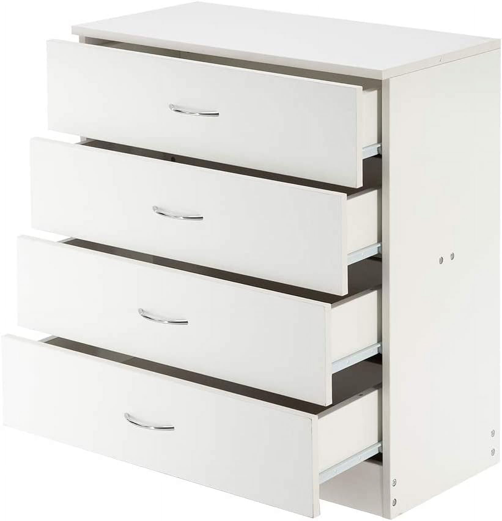 YFbiubiulife White MDF Wood Simple 4Drawer Dresser Elegant Design Perfect for Home Decor
