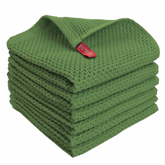 YFind 6pcs Towels Waffle Cloth Kitchen Towel Cleaning Absorbent Cleaning Rag Dishcloth Bar Coffee Large Kitchen Plate Hand Towel,Green