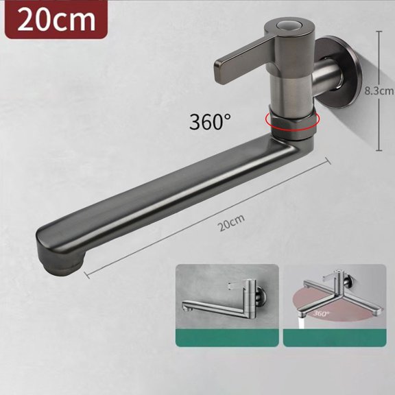 YFind Extended Wall Mounted Single Cold Kitchen Sink Mop Pool Faucet Rotatable,20cm