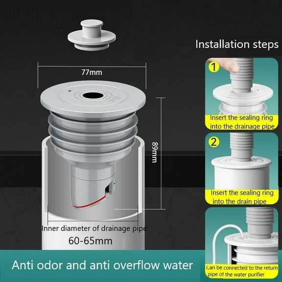 YFind Kitchen Sewer Trap Silicone Drain Pipe Seal Plug Sink Sewer Plug Accessories Siphon Tube Bathroom Bathtub Drains Drainer,2# 60-65mm