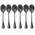 thumbnail image 1 of YFind Shell-shaped Stainless Steel Long Handle Spoon Restaurant Dessert Spoon,black, 1 of 10