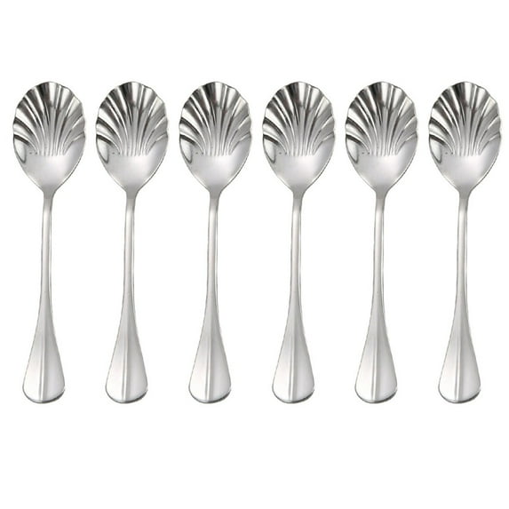 YFind Shell-shaped Stainless Steel Long Handle Spoon Restaurant Dessert Spoon,silver