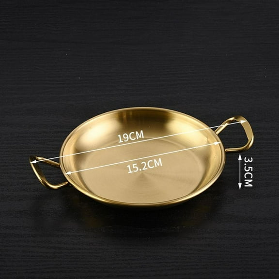 YFind Stainless Steel Saucepan Dry Pots Home Cooking Seafood Rice Pot Paella Pan Picnic Snack Plates Cookware with Handle for Kitchen,5