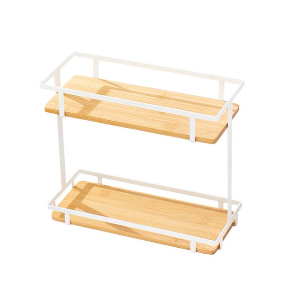 YFind Sturdy and stylish wood double-layer storage rack for efficient organization
