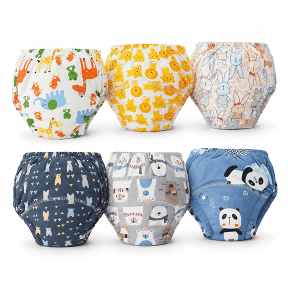 YG Tech Toddler Potty Training Underwear, 6-Pack Washable Cotton Training Pants for Boys & Girls, Soft Reusable Underwear, Sizes S–L