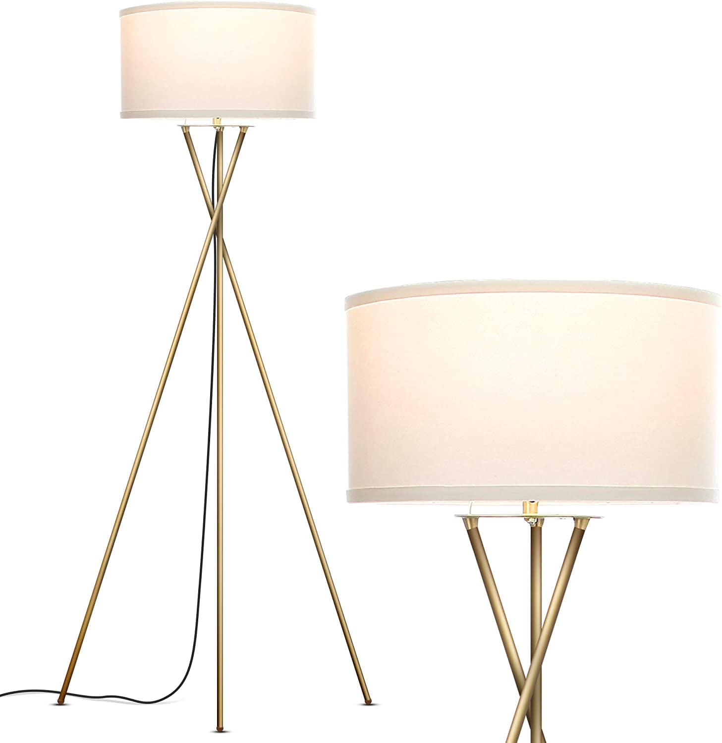Brightech Jaxon Adjustable Brass Tripod Floor Lamp for Kids' Nursery
