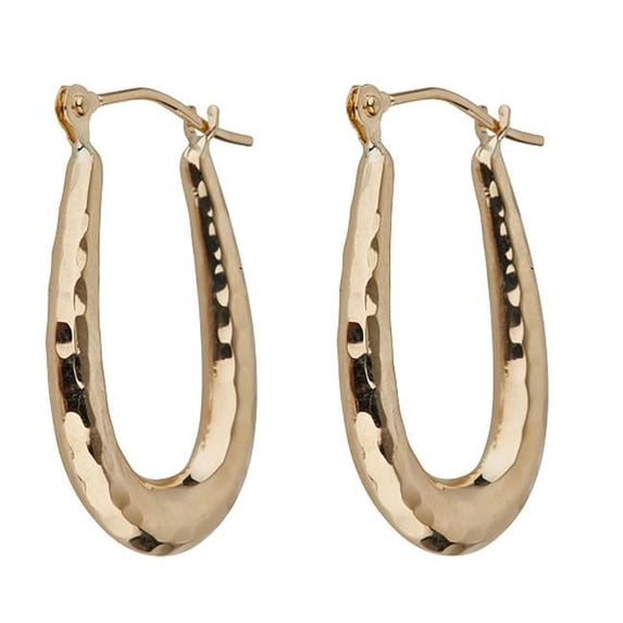 YGI FE0163Y 14K Yellow Gold DC Textured U-Hoop Earring