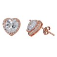 thumbnail image 1 of YGI Group SSE257 Sterling Silver 18K Rose Gold Plated Halo Heart Micropave Stud Earrings With Cubic Zirconia, 1 of 1