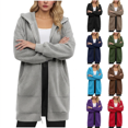 thumbnail image 1 of YGJTJYD Women's Extra Long Tunic Hoodies Plus Size Hooded Sweatshirts Loose Fit Long Sleeve with Pockets Solid Color Trendy Basic Work Travel Casual Coat, 1 of 9