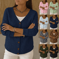 thumbnail image 1 of YGJTJYD Women's Quilted V Neck Button Down Cardigan Long Sleeve Lightweight Casual Winter Layering Jacket, 1 of 10