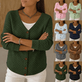 thumbnail image 1 of YGJTJYD Women's Quilted V Neck Button Down Cardigan Long Sleeve Lightweight Casual Winter Layering Jacket, 1 of 10