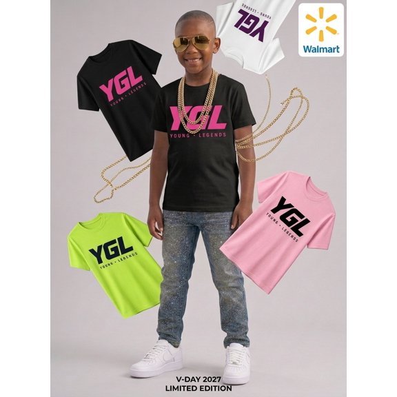YGL Clothing Urban Casual Solid Print Crew Neck T-Shirt, Big Girls