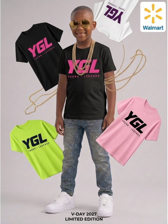 YGL Clothing Urban Casual Solid Print Crew Neck T-Shirt, Big Girls
