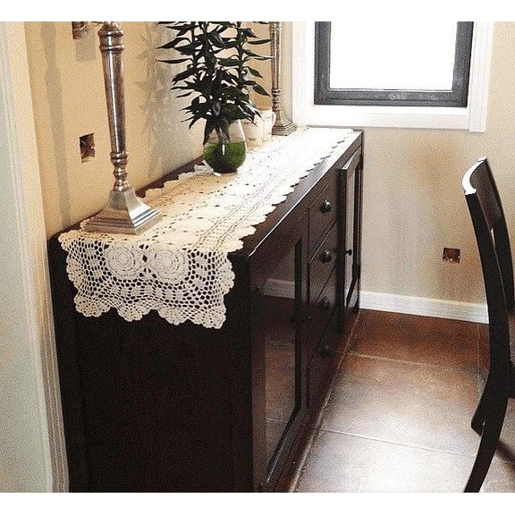 YGUII Cotton Rectangular Tablecloths Handmade Crochet Lace Table Runner Doilies