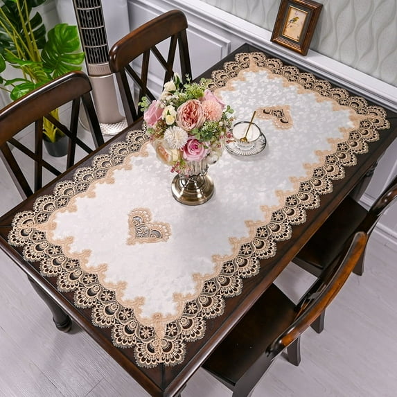 YGUII Jacquard Macrame Lace Table Runner Rectangular Tablecloth Doilies Table Dresser Scarf Table Cover for TV Cabinet Dining Room, Wedding, Holiday, Party Table Decor
