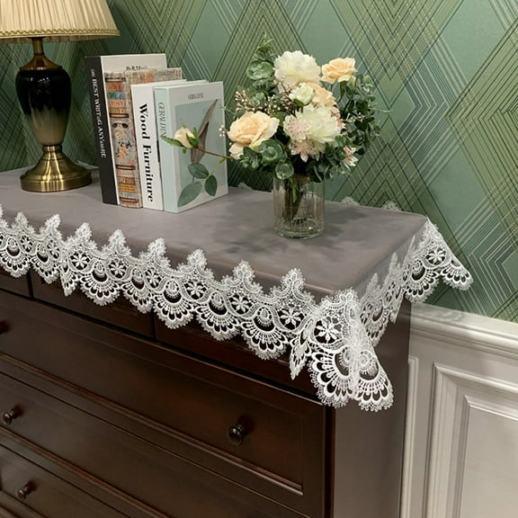 YGUII Lace Table Runner Doilies Table Dresser Scarf Rectangular Tablecloth Table Cover for TV Cabinet Dining Room, Wedding, Holiday, Party Table Decor