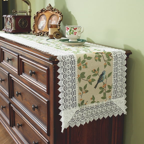 YGUII Rectangle Lace Table Runner Macrame Embroidery for Bridal Shower Wedding Party Decorations