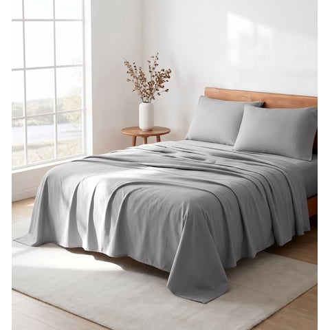YGXNEWER Full Size 4 Piece Sheet Set, Comfy Breathable Cooling Bed Sheets Set, Hotel Luxury Bedding, Deep Pockets, Ultra-Soft, Wrinkle Free, Grey