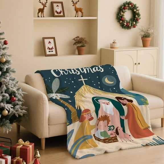 YHAICO Blankets Full Size Christmas Print Blanket Comfortable and Soft Flannel Blanket Merry Christmas Blanket Suitable for Bedroom Sofa Christmas Decoration 130X100cm