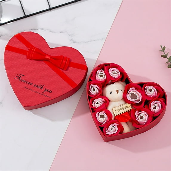 YHAICO Christmas Ornaments Ornaments for Tree Heart Shaped Rose Gift Box Valentine's Day Christmas Gift Mother's Day Birthday Gift