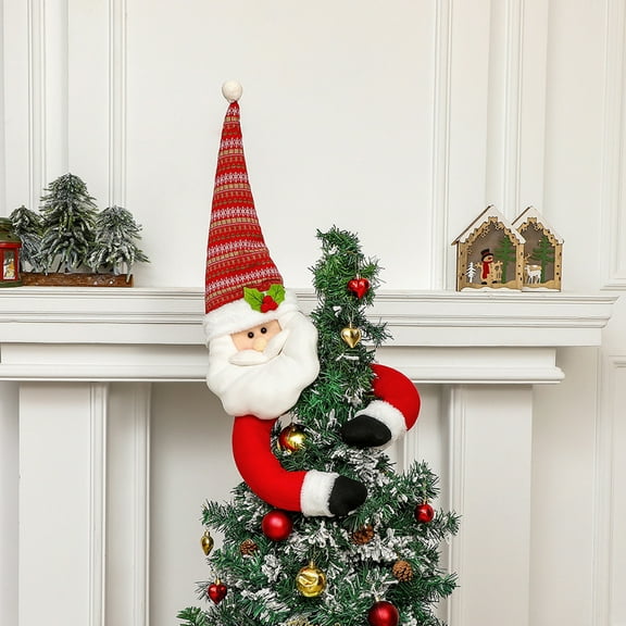 YHAICO Christmas Tree Lights Christmas Tree Star Topper Christmas Xmas Tree Toppers Top Decoration Santa Claus Snowman Topper Hugging Tree Topper