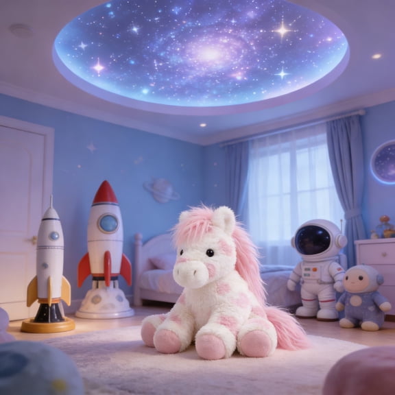 YHAICO Cute Pony Plush Doll Stuffed Animal, Soft Cuddly Toy Embroidered Details, Huggable Sleep Companion for Room Gift 13.79*11.82 inch