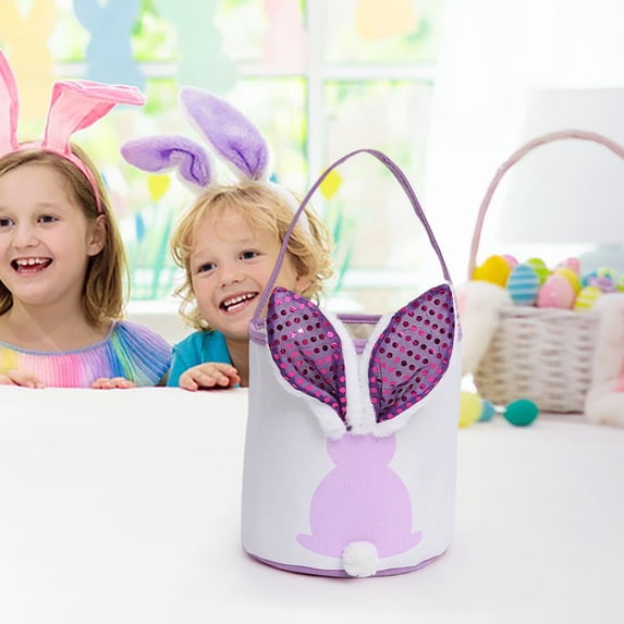 YHAICO Easter Basket Buckets Easter Basket Rabbits-Shaped Gift Baskets Baskets with Handle Colorful Fillable Egg Surprise Luminous Easter Decorations Easter Eggs Carrying Baskets
