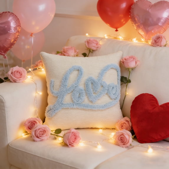 YHAICO Easter Bunny Pillow Covers Easter Decorations Ears Rabbit Soft Plush Throw Pillows for Bedroom Sofa Holiday Festivals Home Decor Valentines's Day Heart Embroidered Pillowcase