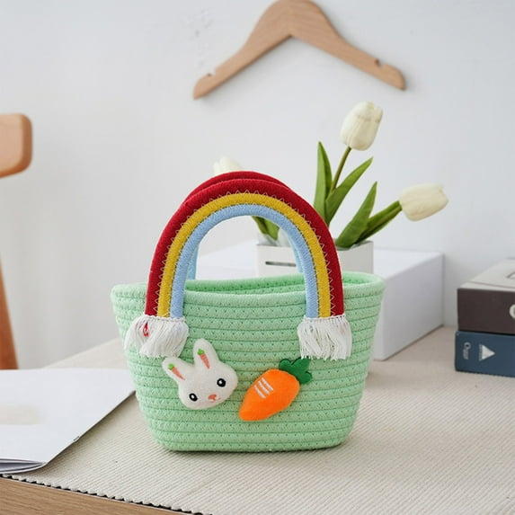 YHAICO Easter Candy Bag Candy Bag Easter Basket Stuffers Carrying Basket Cute Cookies Beach Storage for Holiday Picnic Easter Desktop Sundry Snack Organizer Basket Woven Cute Holiday Tote