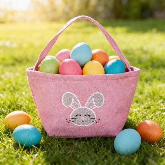 YHAICO Easter Candy Bag Candy Bag Easter Basket Stuffers Carrying Basket for Spring Theme Party Favors(Macron Color) Imitation Linen Easter Basket Easter Basket Ear Bag Decoration