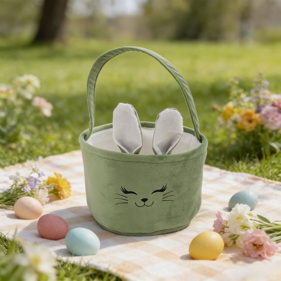 YHAICO Easter Candy Eggs Small Flower Basket Easter Basket Rabbits-Shaped Gift Baskets Cute Cookies Beach Storage for Holiday Picnic Easter Basket Easter Bunny Basket with Ears Basket Bags