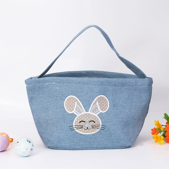 YHAICO Easter Candy Eggs Small Flower Basket Easter Gifts Bags Egg Storages for Spring Theme Party Favors(Macron Color) Imitation Linen Easter Basket Easter Basket Ear Bag Decoration