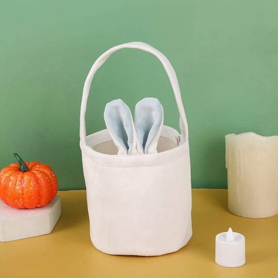 YHAICO Easter Candy Eggs Small Flower Basket Easter Storage Baskets Fruit Picking Picnic Basket Baskets with Handle Colorful Fillable Egg Surprise Easter Bunny Handbag Ear Basket Party Gift Box