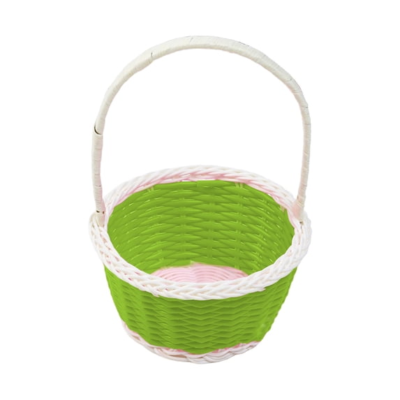 YHAICO Easter Candy Eggs Small Flower Basket Easter Storage Baskets Fruit Picking Picnic Basket for Spring Theme Party Favors(Macron Color) Easter Mini Plastic Woven Basket for Easter