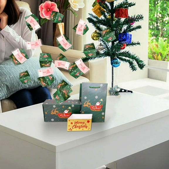 YHAICO Exploding Surprise Box Xmas Santa Gift Box Surprise Gift Box Green Bouncing Money Box