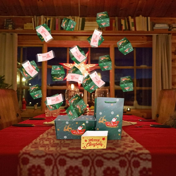 YHAICO Exploding Surprise Box Xmas Santa Gift Box Surprise Gift Box Green Bouncing Money Box