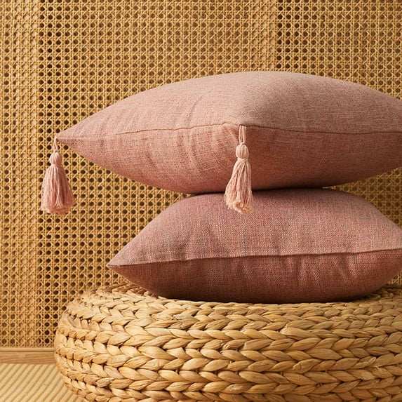 YHAICO Fall Pillow Covers Wedge Pillow Covers Pink Pillowcase Japanese and Linen Pillowcase Home Cushion Plain Pillowcase Tassel Cushion Cover