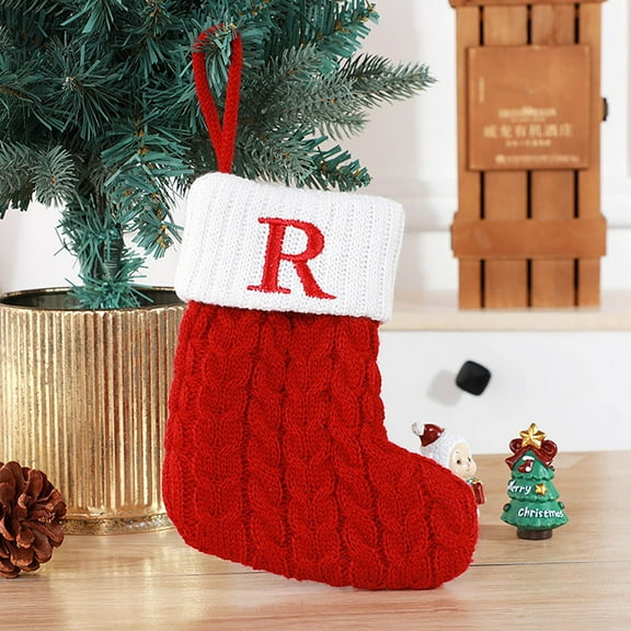 YHAICO Felt Christmas Stocking Decorations Cute Letters Christmas Stocking Decoration Christmas Tree Pendant Christmas Style Wool Knitted Socks Decoration Props