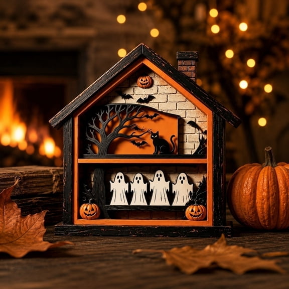 YHAICO Glowing White Ghost Figurine - LED Light Up Halloween Decor with Colorful Gradient Lights, Spooky Ambient Night Light for Bedroom, Party, Desktop