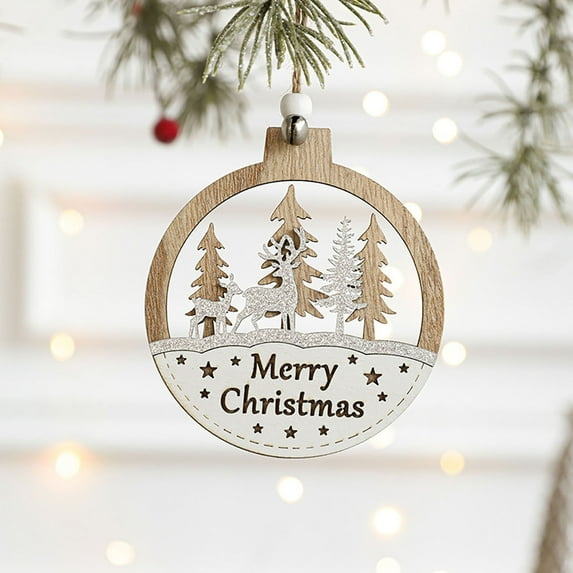 YHAICO Hanging Decorations for Party Hanging Decorations from Ceiling 2pc Christmas Wood Decorative Pendant Small Hanging Christmas Tree Pendant