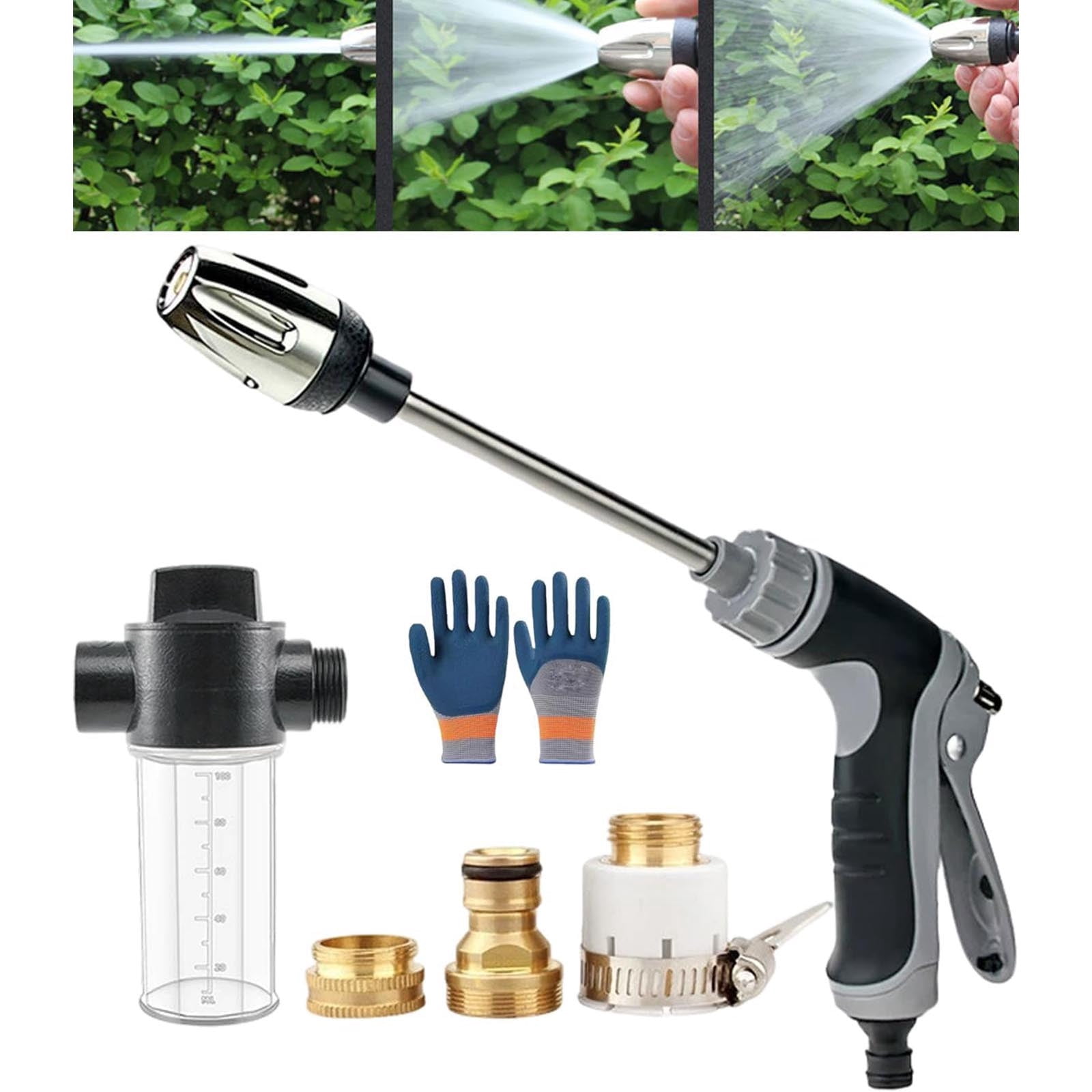 YHAICO Heavy Duty Garden Hose Nozzle with Brass Head High Pressure Metal Sprayer for Watering Garden Washing Cars and Showering Dogs and Pets