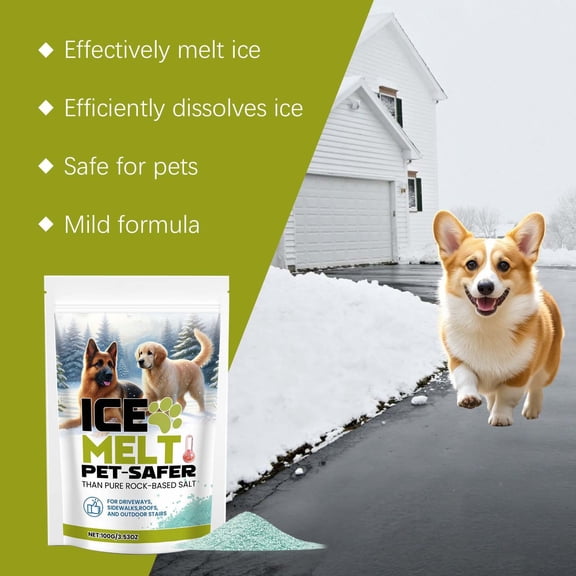 YHAICO Ice Melt Effectively Pet Safe Salt Ice Melt,Deicer for Driveway and Sidewalks Magnesium Chloride Ice Melt,Snow While Reducing Potential Impacts The Environment And Vegetation 100g