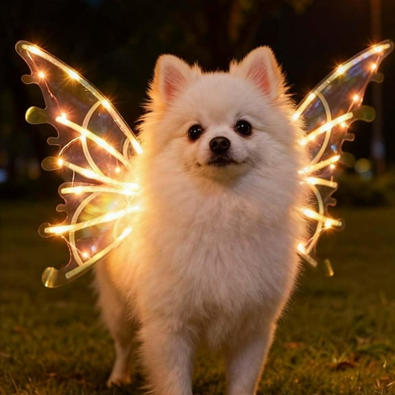 YHAICO Light Up for Dogs Pet Glowing LED Light-Up Fairy Wing for Dogs - Festive Christmas Puppy Decor,Requires 4 AA Batteries (Not Included)for Medium Large Dog Night Safety