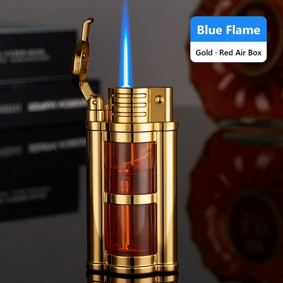 YHAICO Lighters Pack Lighter Fluid for Grill Transparent Compartment Visible Gas Window Direct Charging Lighter Personality Multi Color Gas Compartment Red Blue Flame Lighter