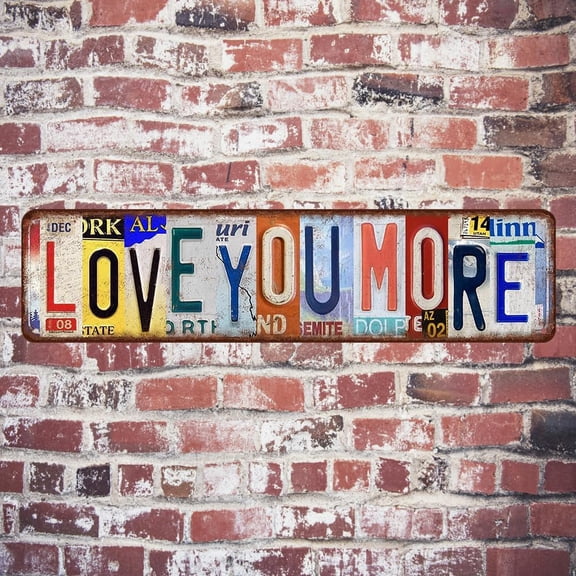 YHAICO Love You More Wall Decor,Metal Wall Art Love You More Sign ,Vintage Metal Tin Signs for Above Door Bedroom Living Room Home Coffee
