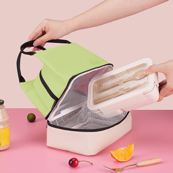 YHAICO Lunch Box Bag for Nurse Double Layered Portable Lunch Bag Expandable Double Deck Lunch Box for Women Lunch Boxes Cooler for Work Picnic Travel Office