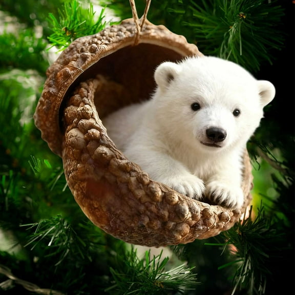 YHAICO Personalized Forest Animal Acorn Christmas Ornament , 2025 Small Resin Hanging Christmas Ornaments 2D Flat Acrylic Ornaments,Hanging Decorations for Christmas Tree Gifts，3.10 inch