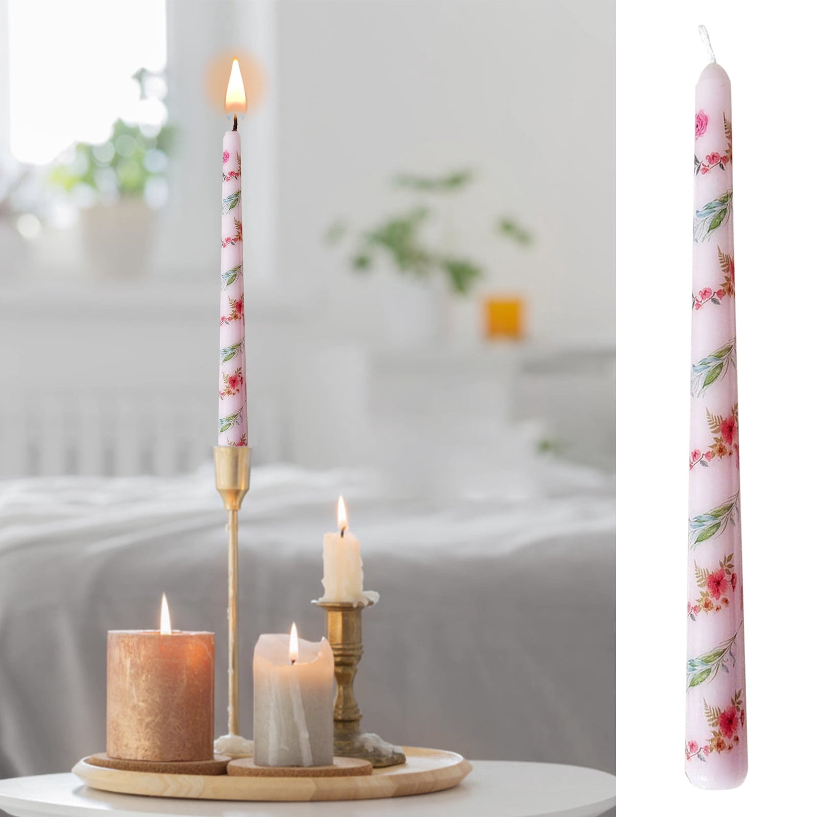 Long Candel YHAICO Print Taper Candle Dripless Candlesticks,French Long Rod ...