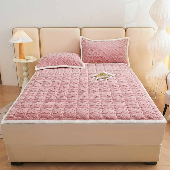 YHAICO Queen Mattresses Mattress Topper Twin Xl Pad Foldable Warm Mattress Flannel Mattress Pink